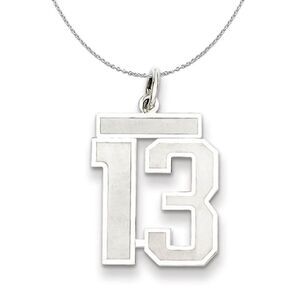 Sterling Silver, Jersey Collection, Medium Number 13 Necklace - 24 In